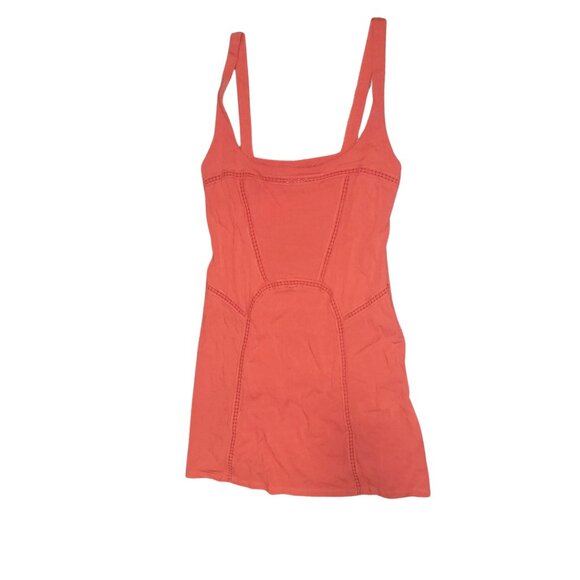 Free People Beyond Me Sheath Dress in Coral Red/Orange with Crochet Details. M - Picture 6 of 8